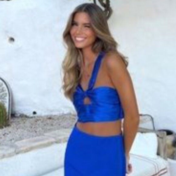 Brand New Zara Women's Blue Cut-Out Cropped Tank Top - Picture 8 of 15